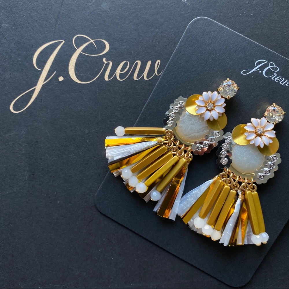 J. Crew fringe raffia earrings